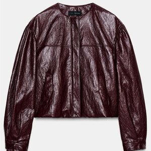 Zara Women's Deep Burgundy Leather Jacket